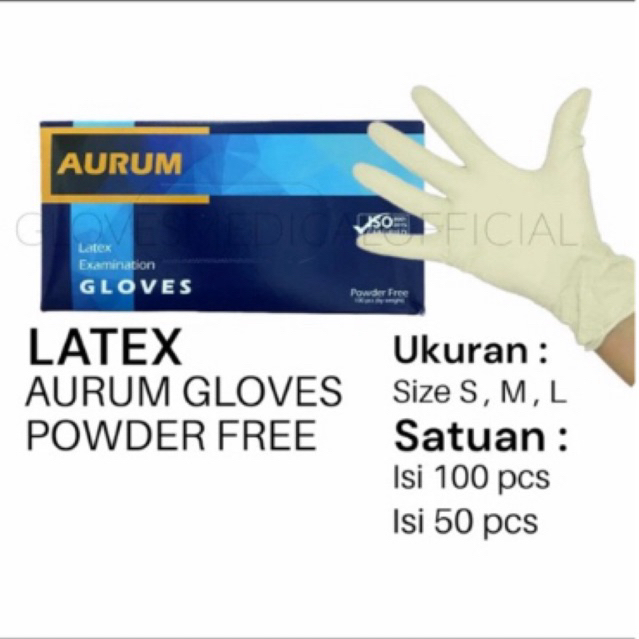 PROMO Sarung Tangan Latex Aurum non powder kemenkes AKD RI isi 100 pcs