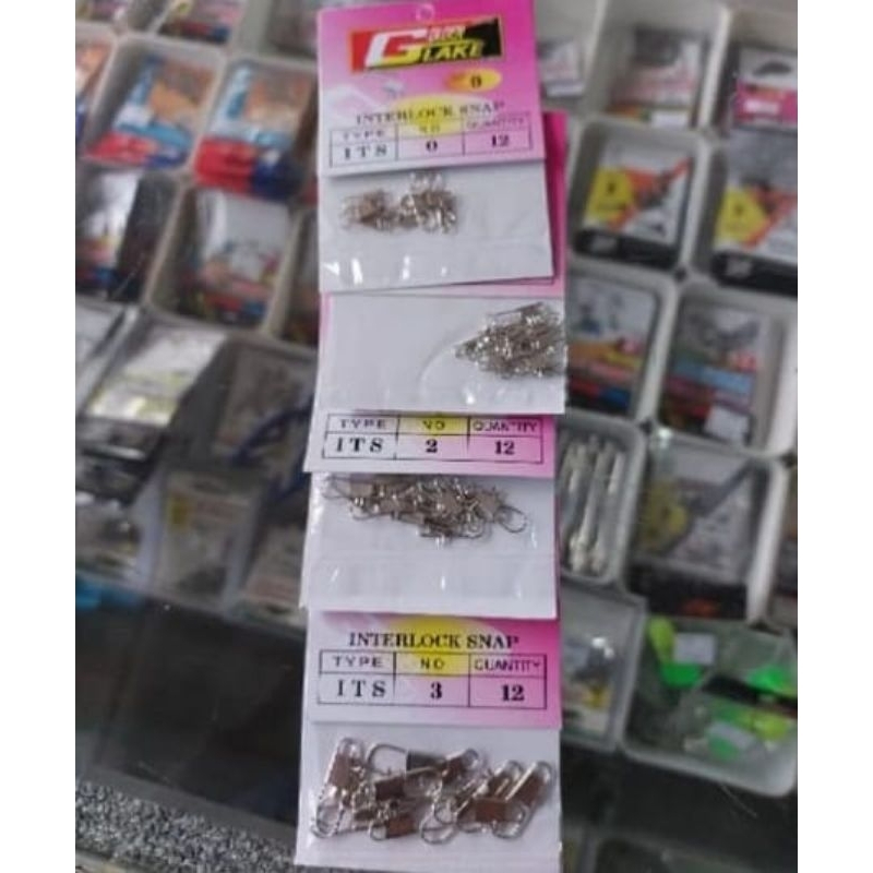 Peniti pancing pengait kili kili interlock snap golden lake