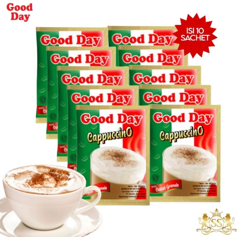 

kopi good day cappuccino 25g 1 renceng isi 10 sachet