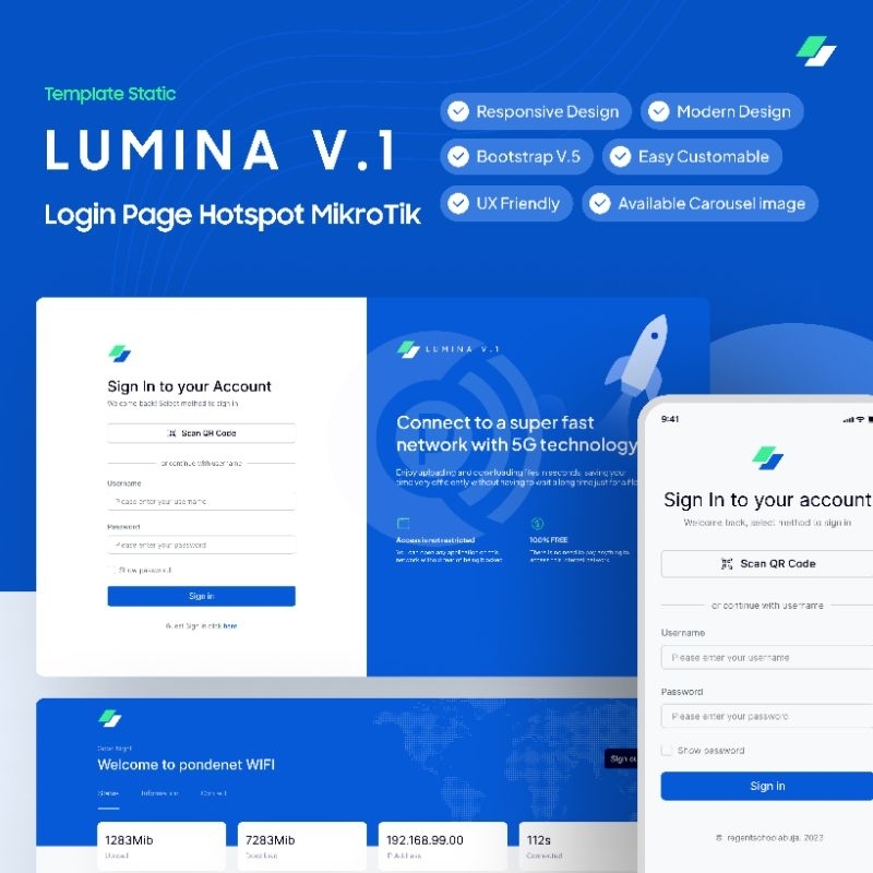 Template hotspot login page Lumina Blue V.1