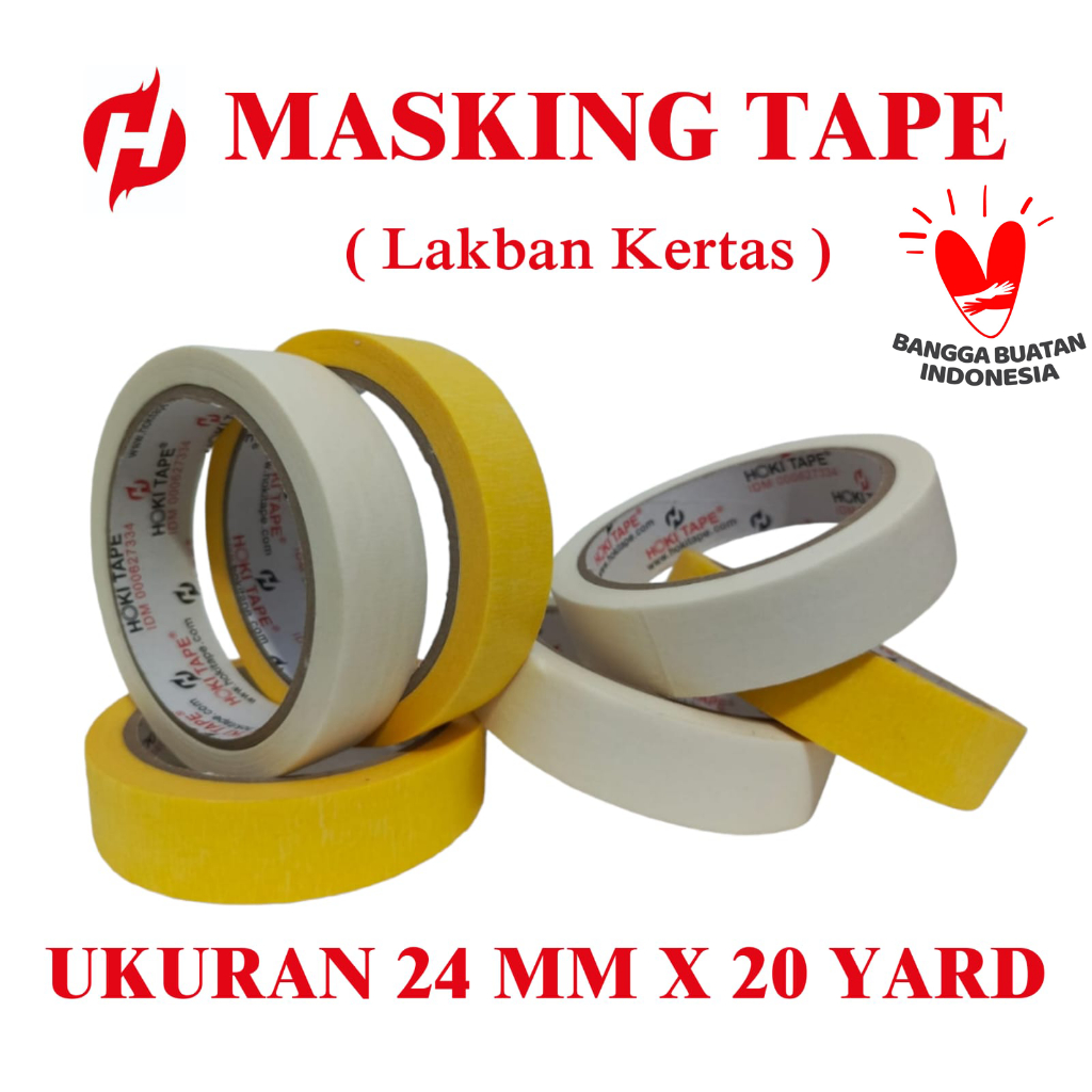Lakban Kertas Hoki tape. 24mm*20yard ( 18 M )  / Isolasi Masking tape_______020