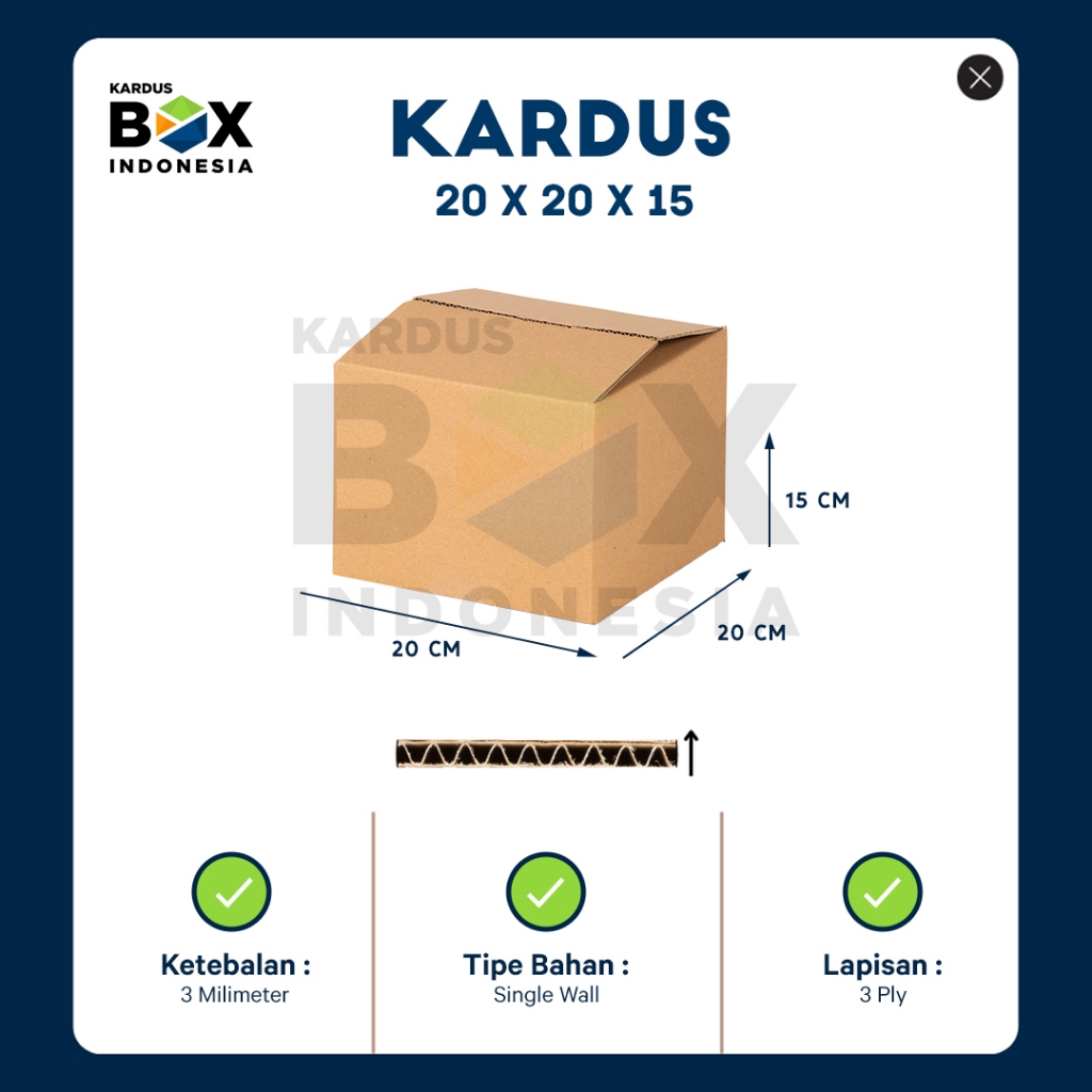 

Kardus Box Pindahan Karton Box 20cm x 20cm x 15cm Box Polos