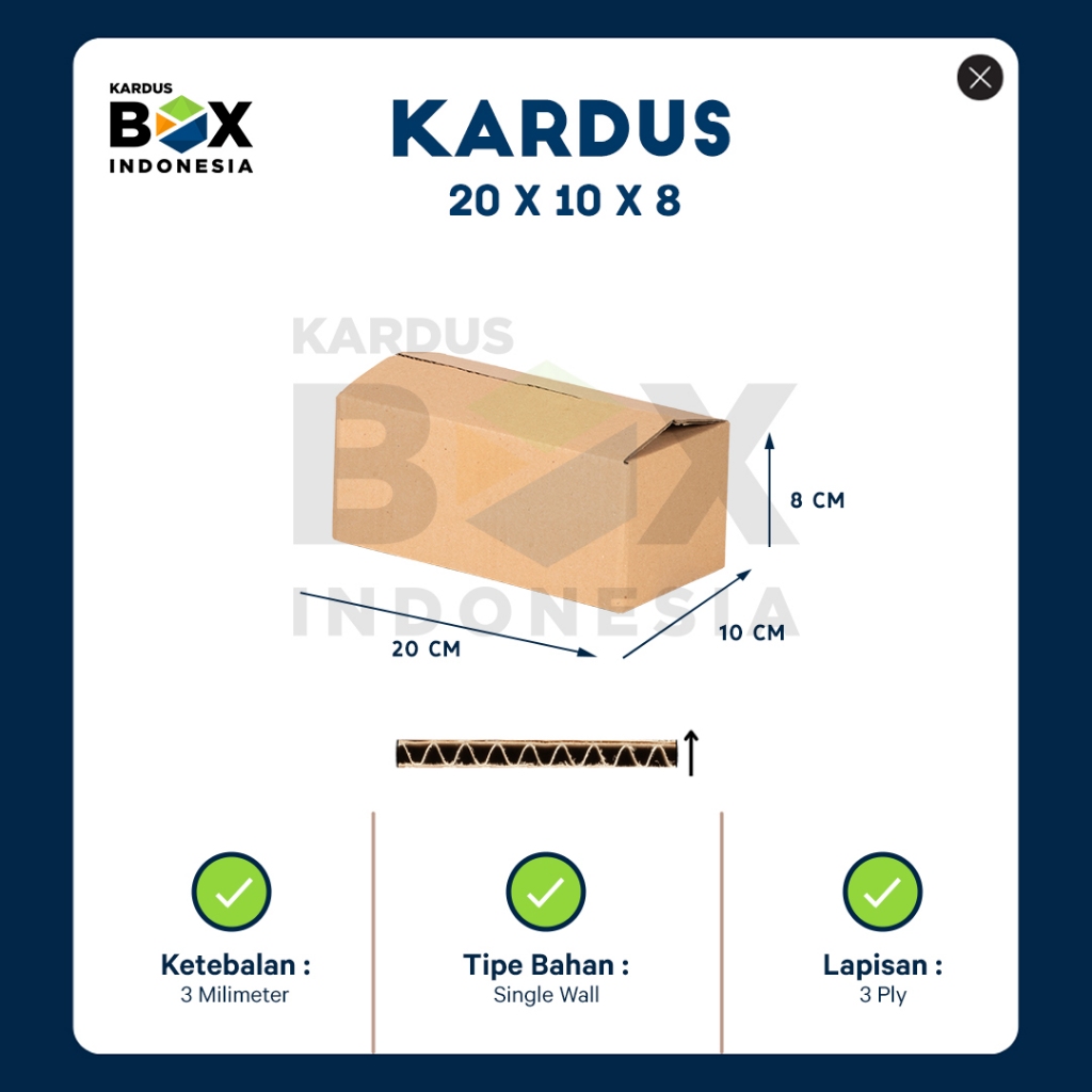 

Kardus Box Pindahan Karton Box 20cm x 10cm x 8cm Box Polos