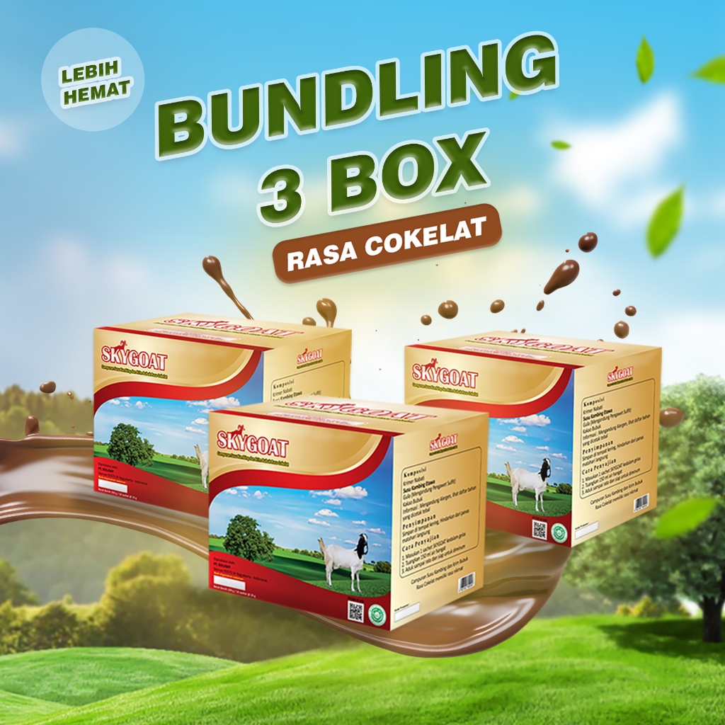 

3 BOX PAKET BUNDLING / SKYGOAT Susu Kambing Varian COKELAT 200GR - SIAP KIRIM Keseluruh Indonesia