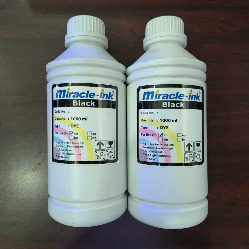 Tinta Printer Miracle Ink Literan 1 Liter Canon Hitam Black / Dye Ink