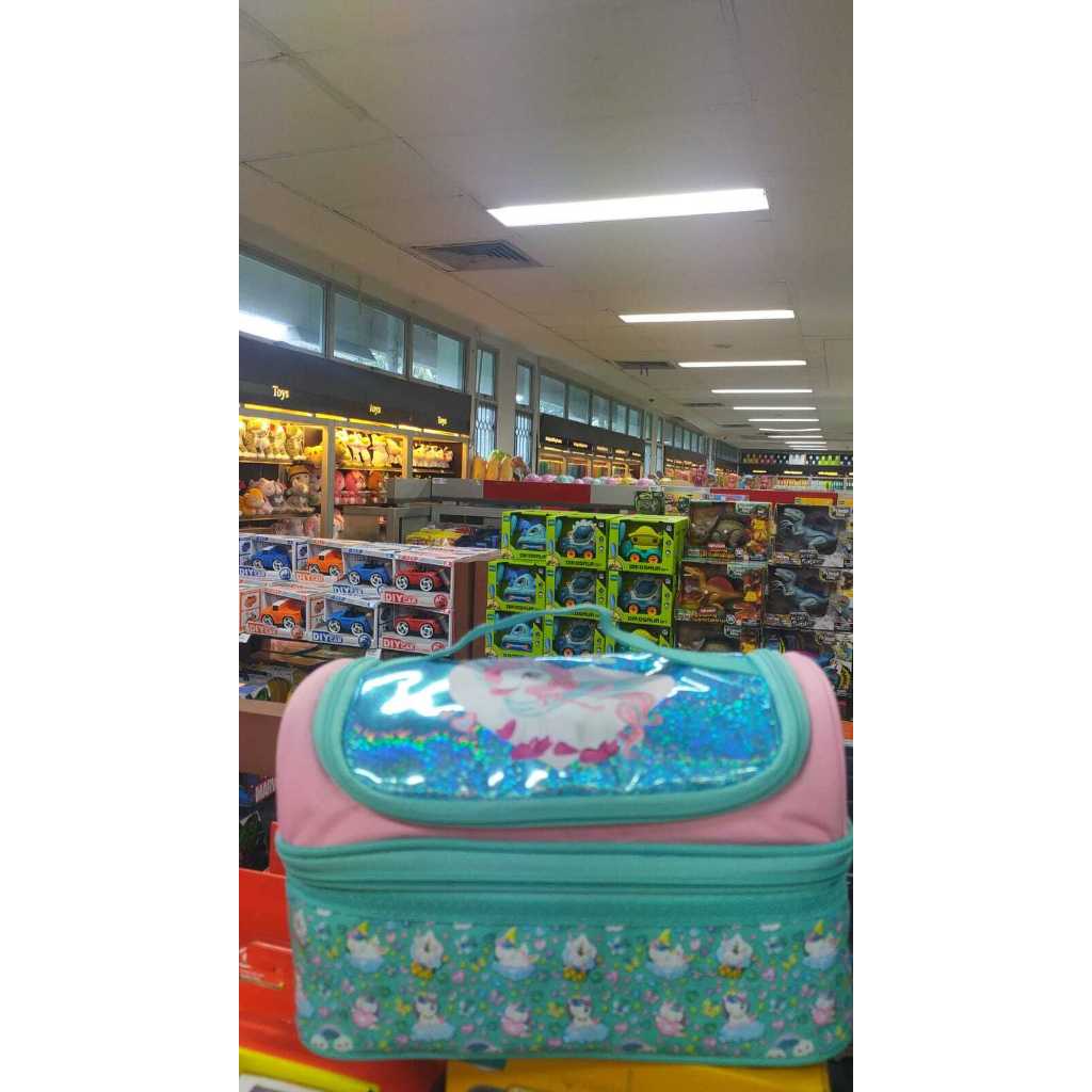Gramedia -My Style Grreen Unicorn Double Decker LunchBag Green Hologram
