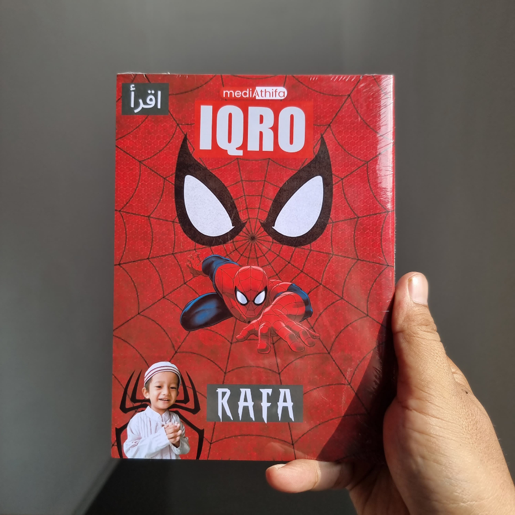

MOTIF SPIDERMAN - Iqro Custom Cetak Foto Dan Tulis Nama Anak Souvenir Ulang tahun Anak