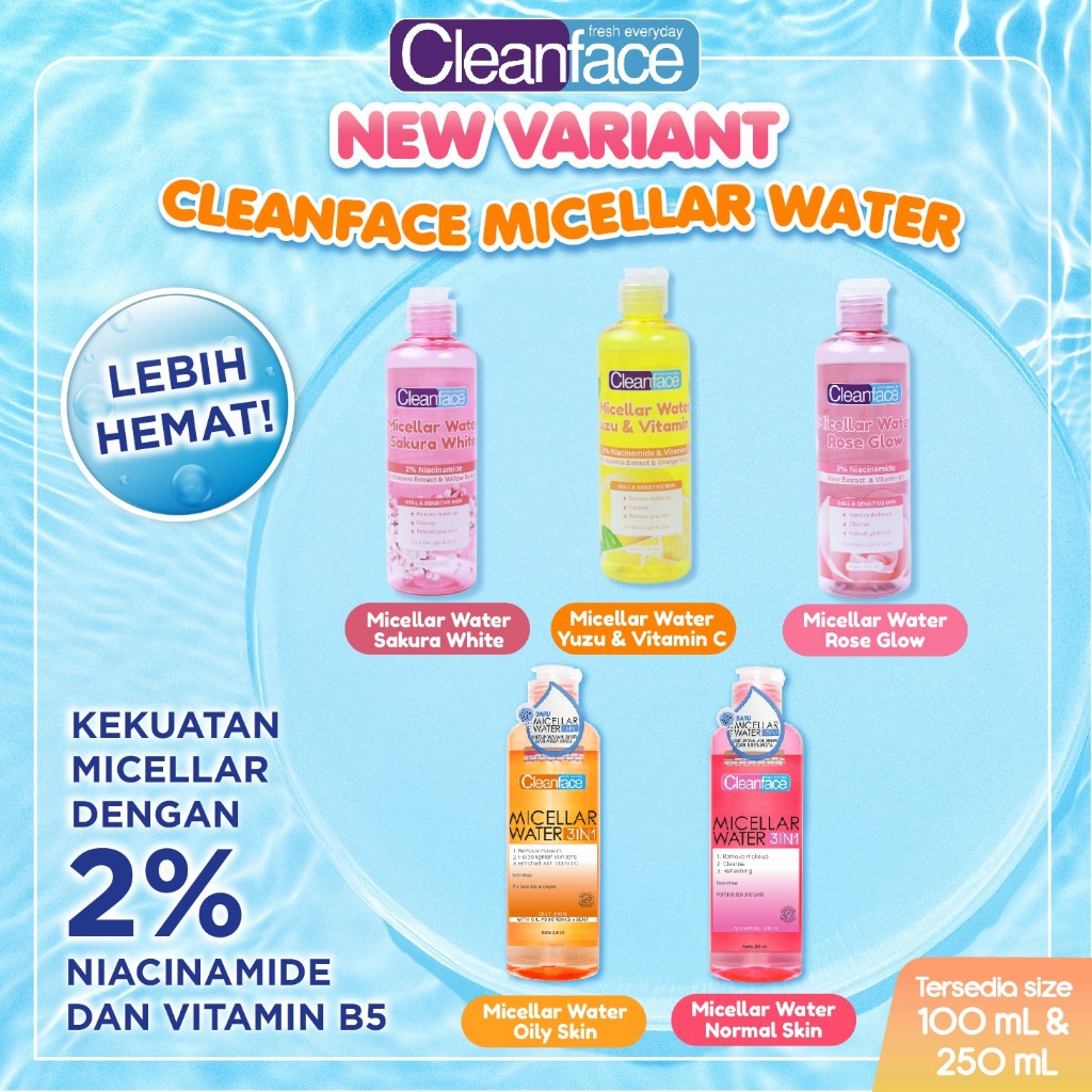 [Lebih Murah] Purbasari Cleanface Micellar Water 250 ml / Pembersih Wajah / Pembersih Makeup Waterpr