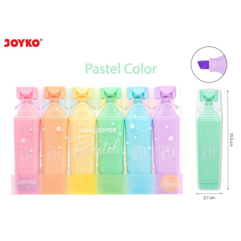 

HIGHLIGHTER JOYKO SET ISI 6 WARNA PASTEL HL-85-6 , HL-86-6