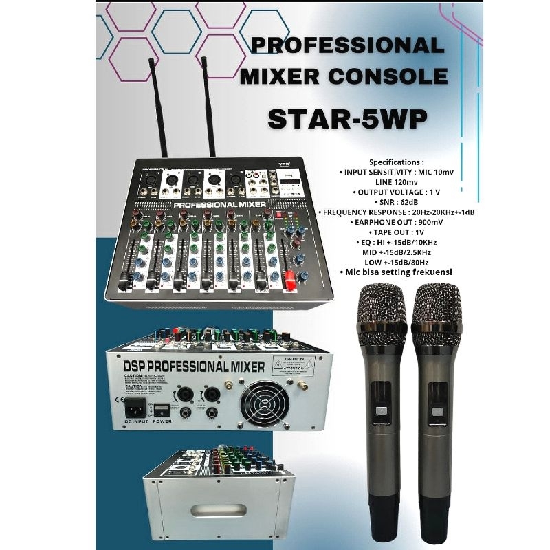 mixer professional audio VPK STAR 5WP + mic wireless ORIGINAL