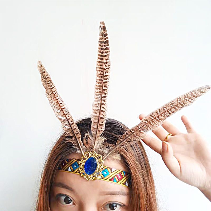 Bando Bulu Adat/Hiasan Kepala Bulu/Hiasan Tari/Hiasan Kepala/Topi Tari Bulu Dewasa/Bando Bulu