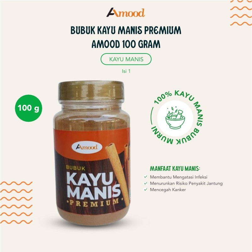 

KAYU MANIS BUBUK PREMIUM AmooD Murni 100% Tanpa Pengawet dan Campuran Healthy Foods Isi 100 Gram