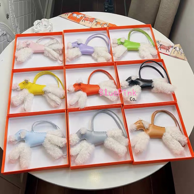 Hrmes Budy Terrier Dog Charm Leather Lamb Kulit Gantungan Chain Bag Tas Accessories Luxury Mewah Pre