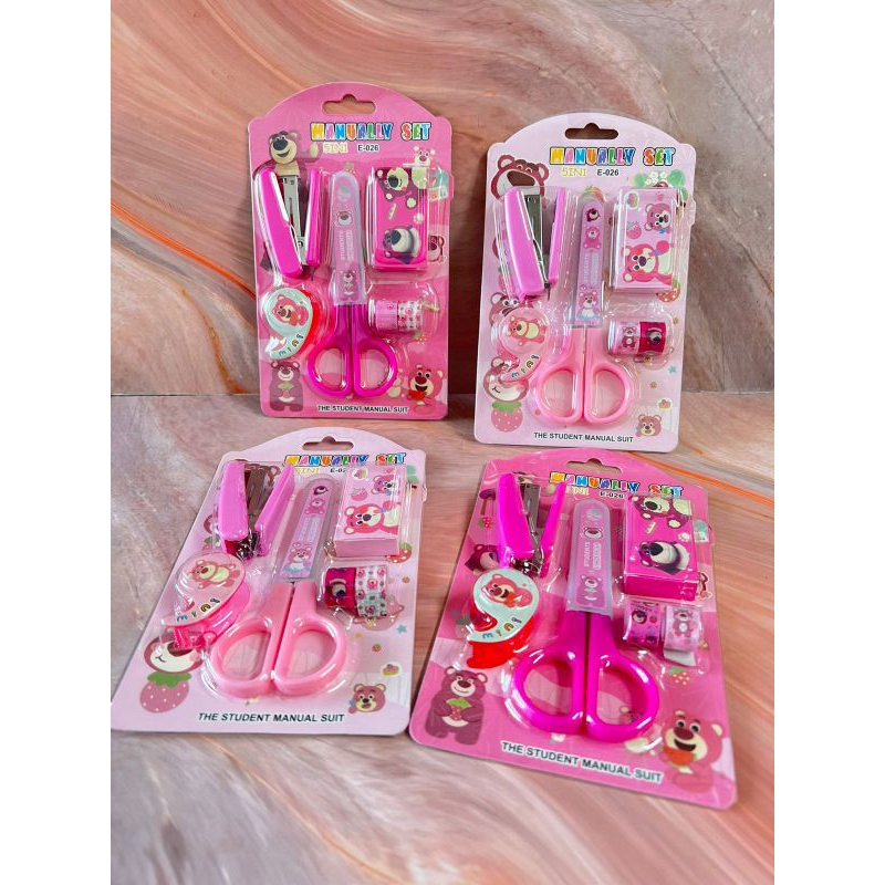 

ATK : 5in1 Set Alat Tulis Lotso Anak Gambar Bear pink Stapler