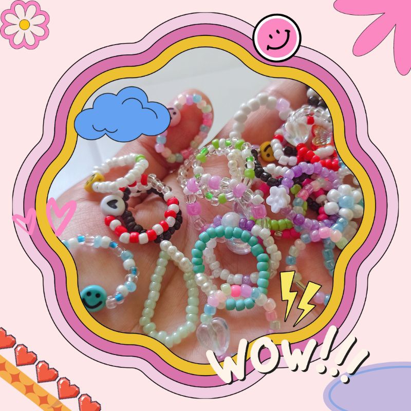 CINCIN MANIK SET CINCIN LUCU CINCIN BEADS CINCIN KOREA
