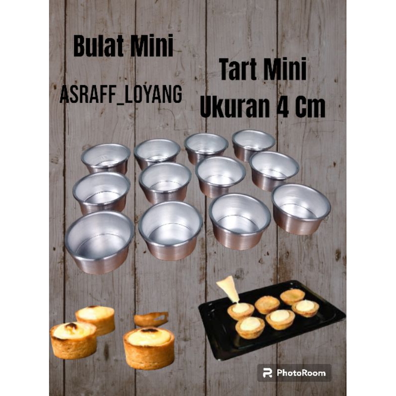 cetakan tart mini/cheese tart/choco tart/bolu mini/bulat mini ukuran 4x3 cm isi 12 pcs