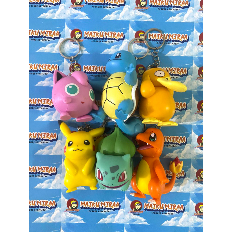 Figure Keychain / Gantungan kunci Pokemon Pikachu bulbasaur squirtle charmender jigglypuff psyduck