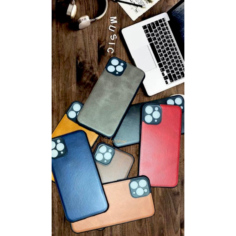 { UNIRSHOP } Soft Case With Leather for Iphone 6 6+ 7 7 Plus 8 8 Plus X Xs XsMax XR Soft Case Kulit polos Pro Camera Casing Kulit