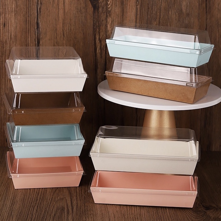 

Kemasan Baru 1 PCS Dessert Box Tahan Panas Oven Mika Kotak Mochi Box Isi 4 Cake Case Paper Box Cookies Box Kotak Roti Burger Hotdog LWG