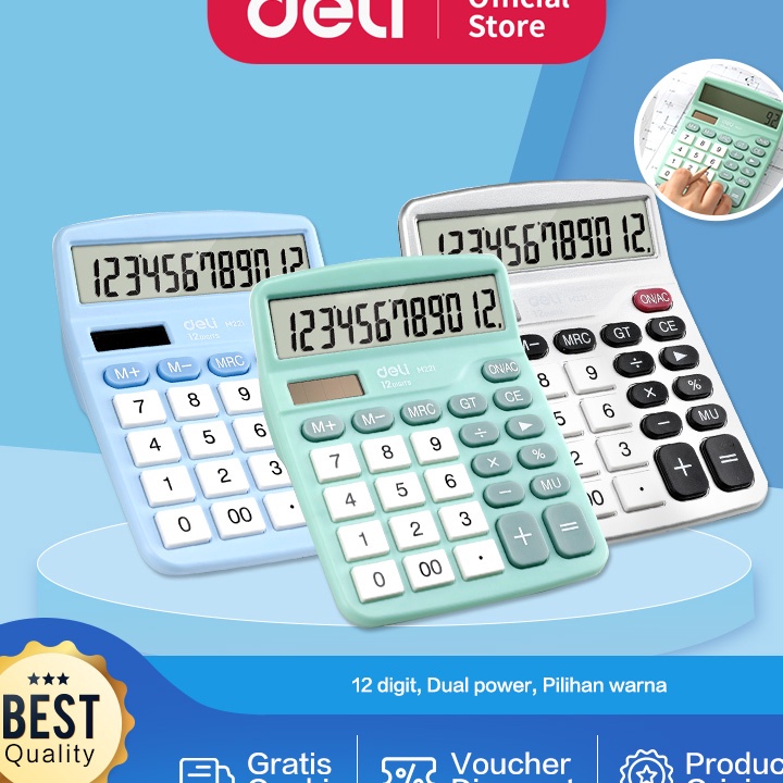 

Hot Sale Deli Kalkulator Meja Desktop Calculator Layar 12 Digit Warna Lucu EM221