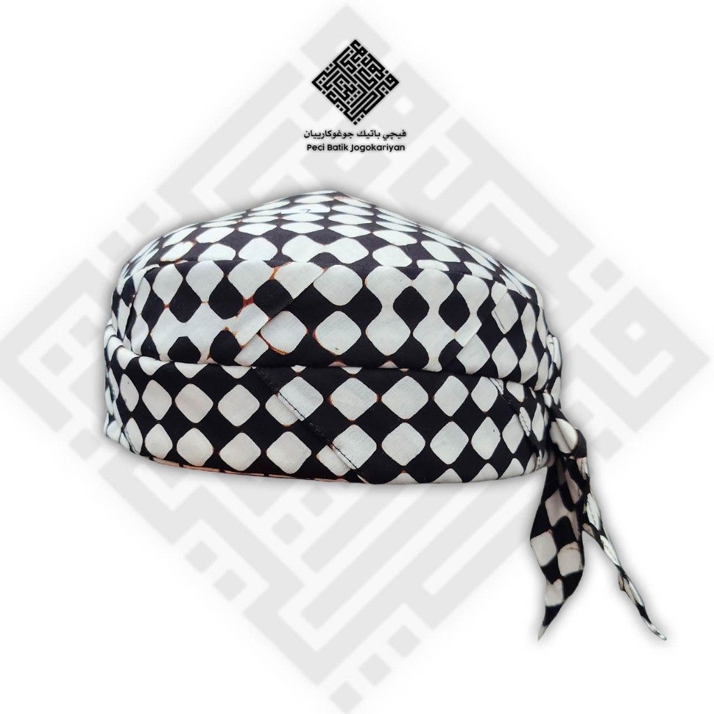 Peci Batik Jogokariyan Motif Poleng Coklat 02