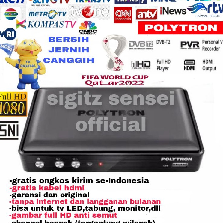 by tv digital set top box Polytron pdv 6T2 61T2 dvb t2 stb dvbt2 tv tabung tv led