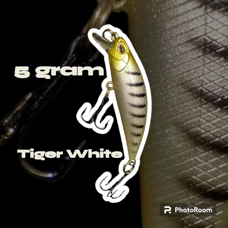 Minnow killer TIGER WHITE 5G. Umpan mancing ikan laut. Umpan Casting UL. Umpan Softlure minnow. Spin