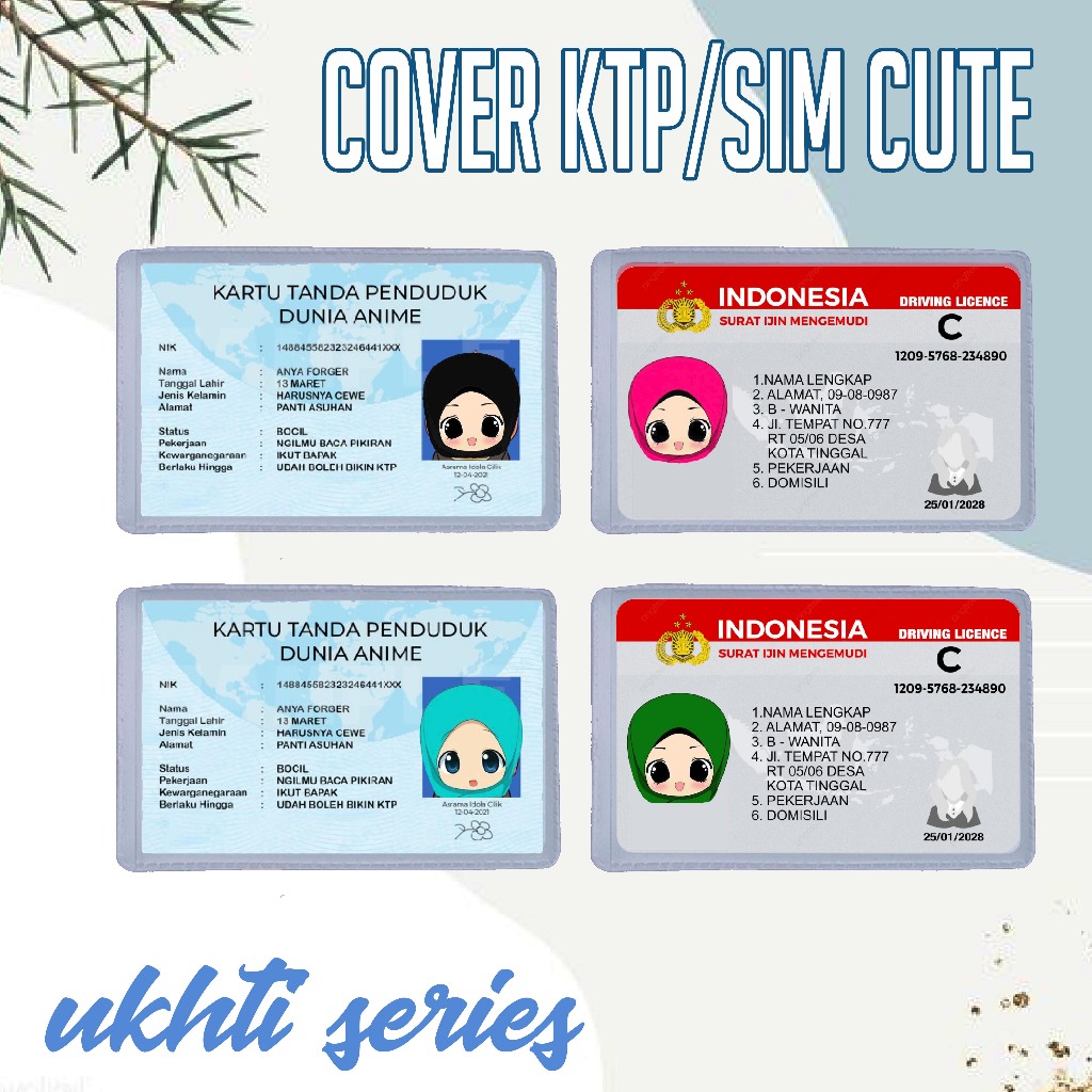 

Cover Pelindung Kartu Identitas KTP SIM Karakter Wanita Hijab Ukhty Ukhti