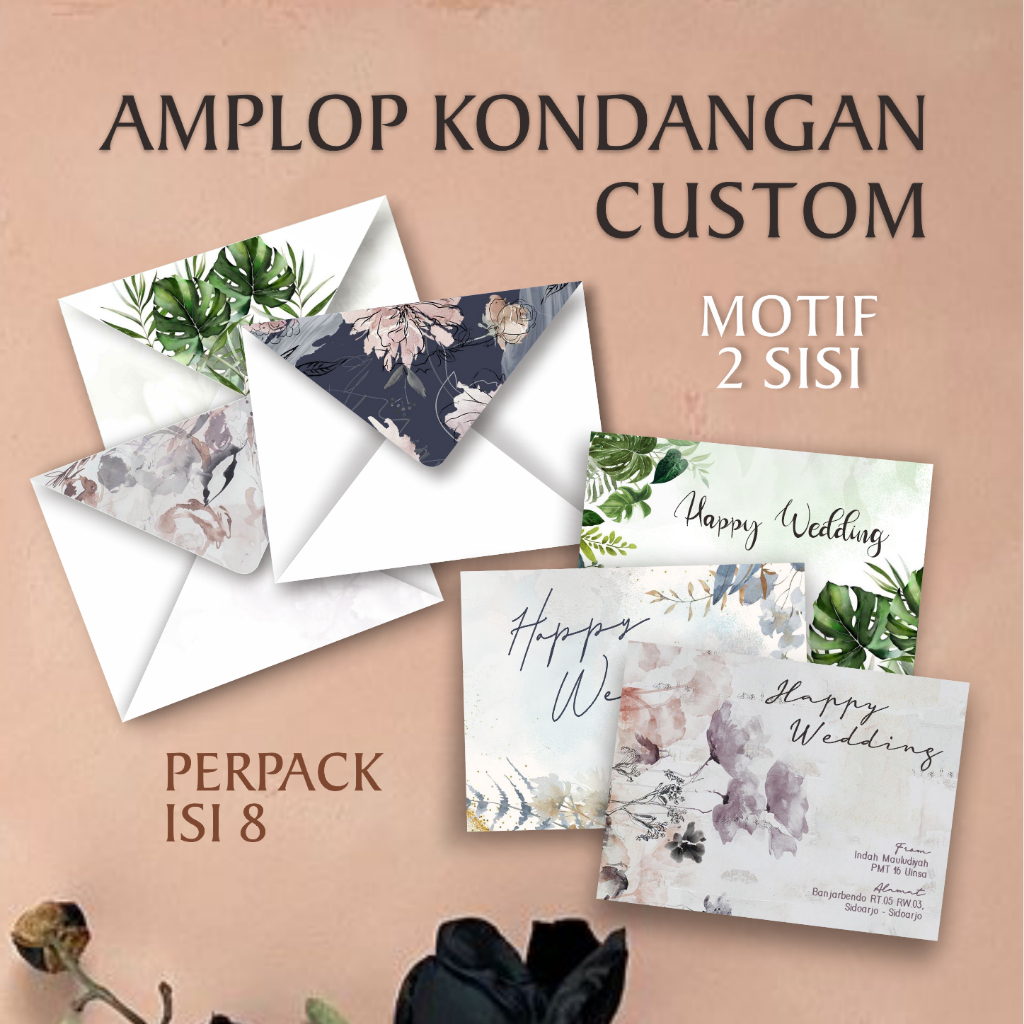 

Amplop Kondangan Hajatan Wedding Aesthetic Kekinian Bisa Custom Nama Alamat