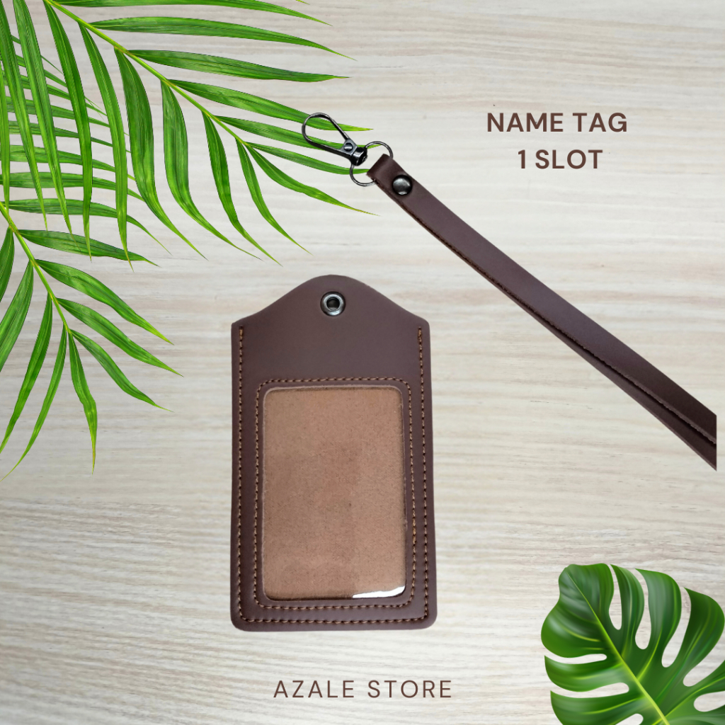 

Name Tag ID Card Kulit Lanyard Holder Kulit 1 slot