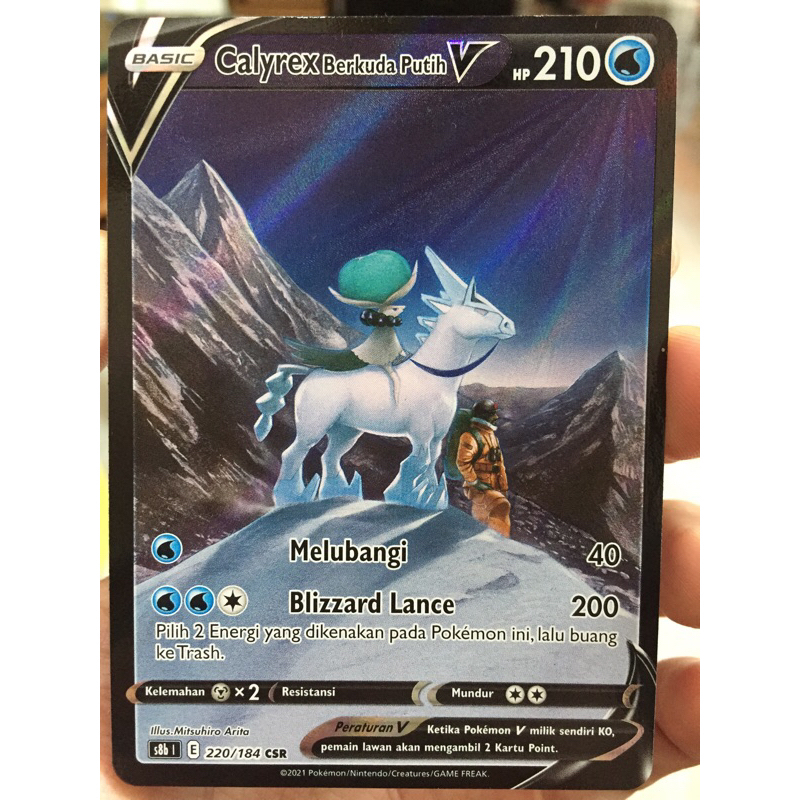 KARTU POKEMON CALYREX BERKUDA PUTIH V CSR INDONESIA HOLO NOT MINT