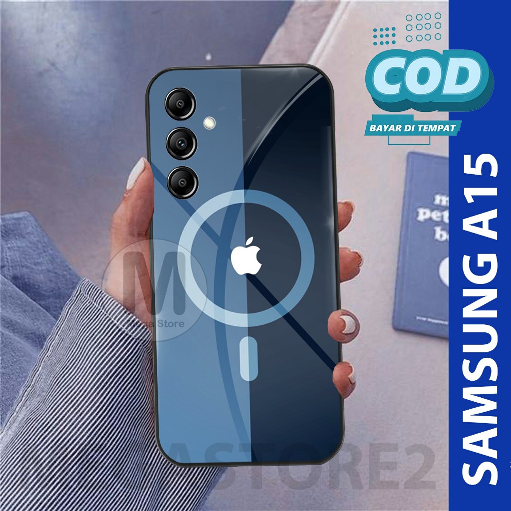 Softcase Kaca Case Samsung A15 2023 Terbaru Motif Logo Iphone Aesthetic Pelindung Hp Anti Air [MG381
