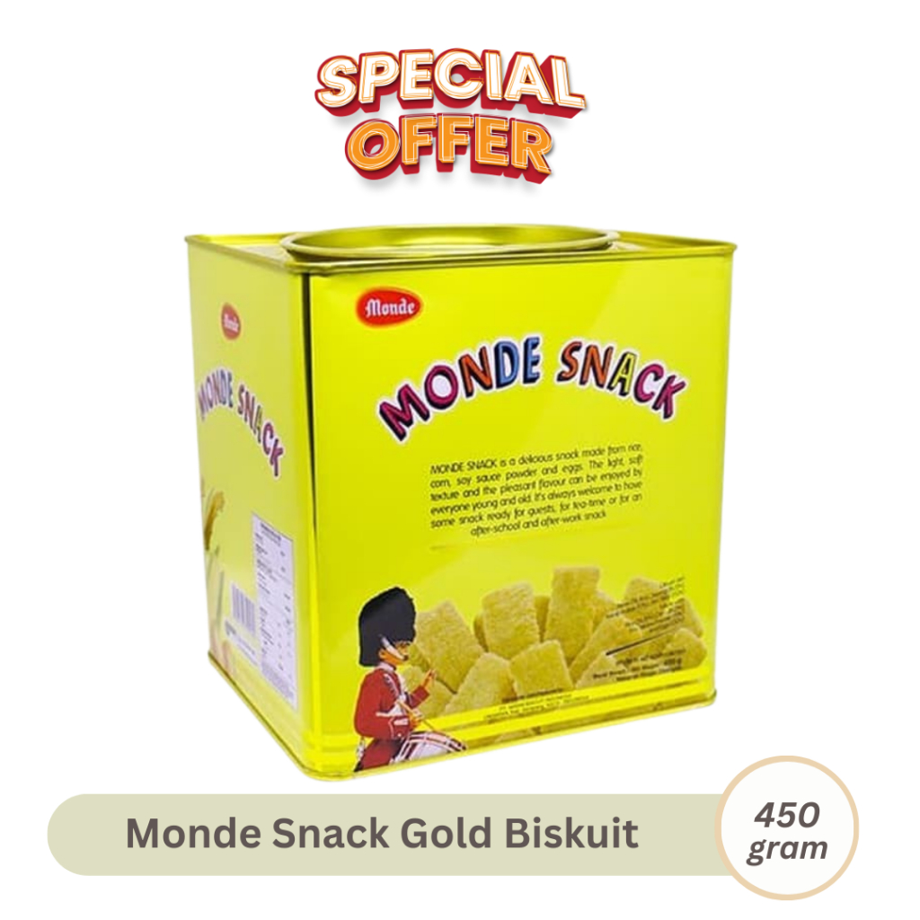 

Monde Snack Gold 450gr Kaleng Kotak Biskuit Kue Kering Camilan