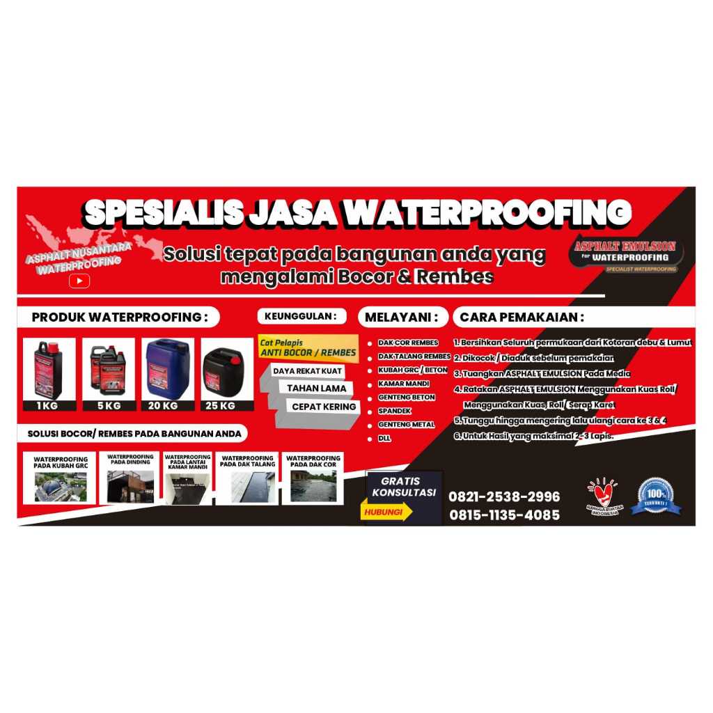 Aspal Nusantara Jasa Waterproofing Asphalt Emulsion Untuk Dak Cor, Genteng Beton, Atap Bocor, Rumah 
