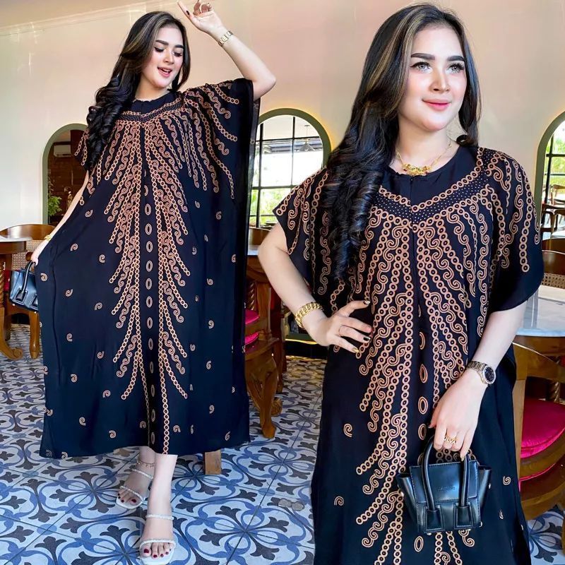 Daster Lowo Batik Print Daster Kelelawar Hitam Manis Daster Kekinian Daster Sultan