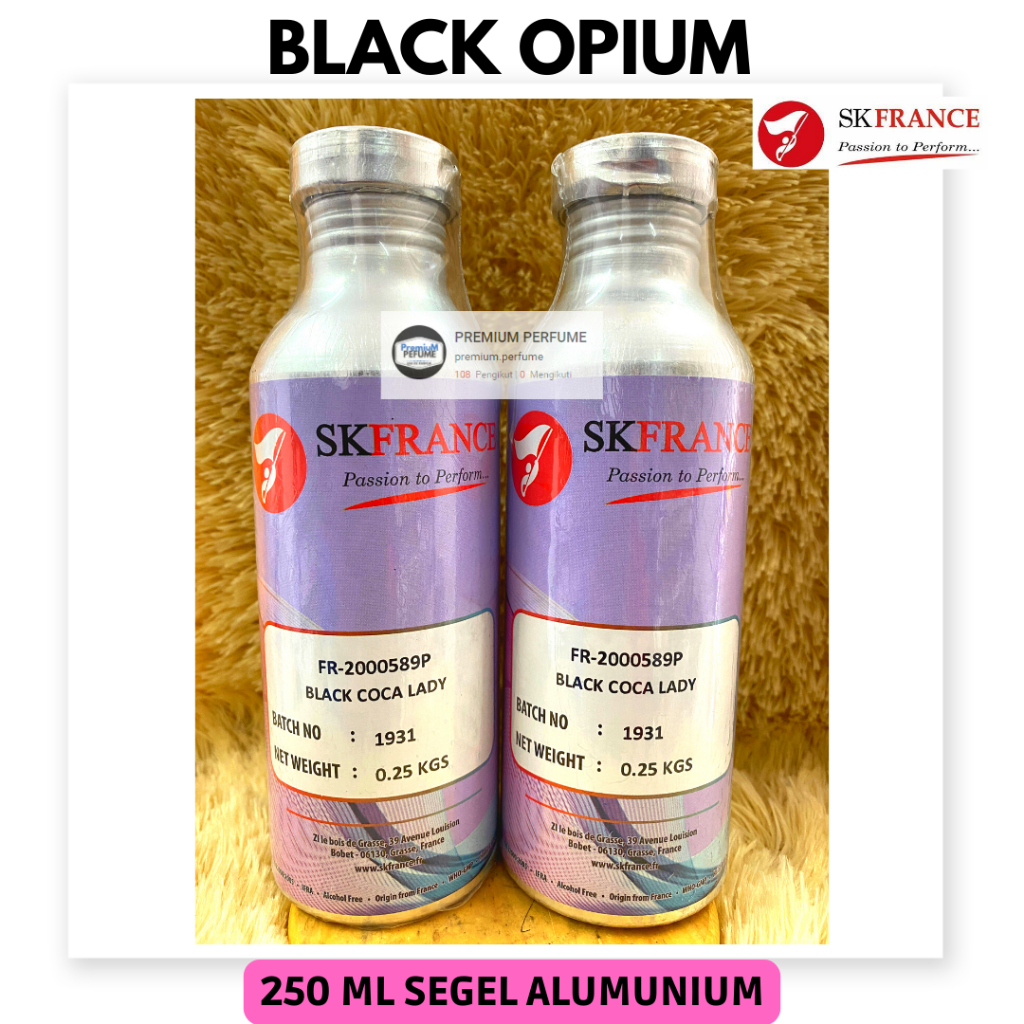 Black Coca Lady Aroma Searah OPIUM BLACK ( 250 ML SEGEL ALUMUNIUM ) SK FRANCE - PERFUME - DARK OPIAL