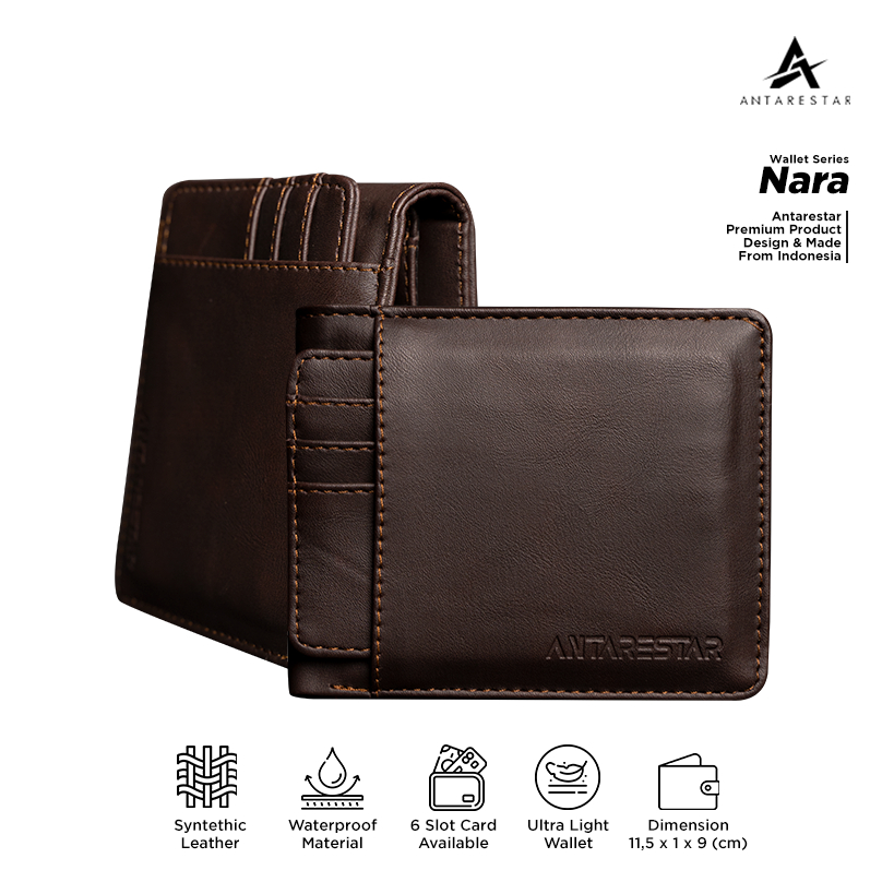 ANTARESTAR Official - Dompet Lipat Pria Nara Dompet Kulit Card Terbaru