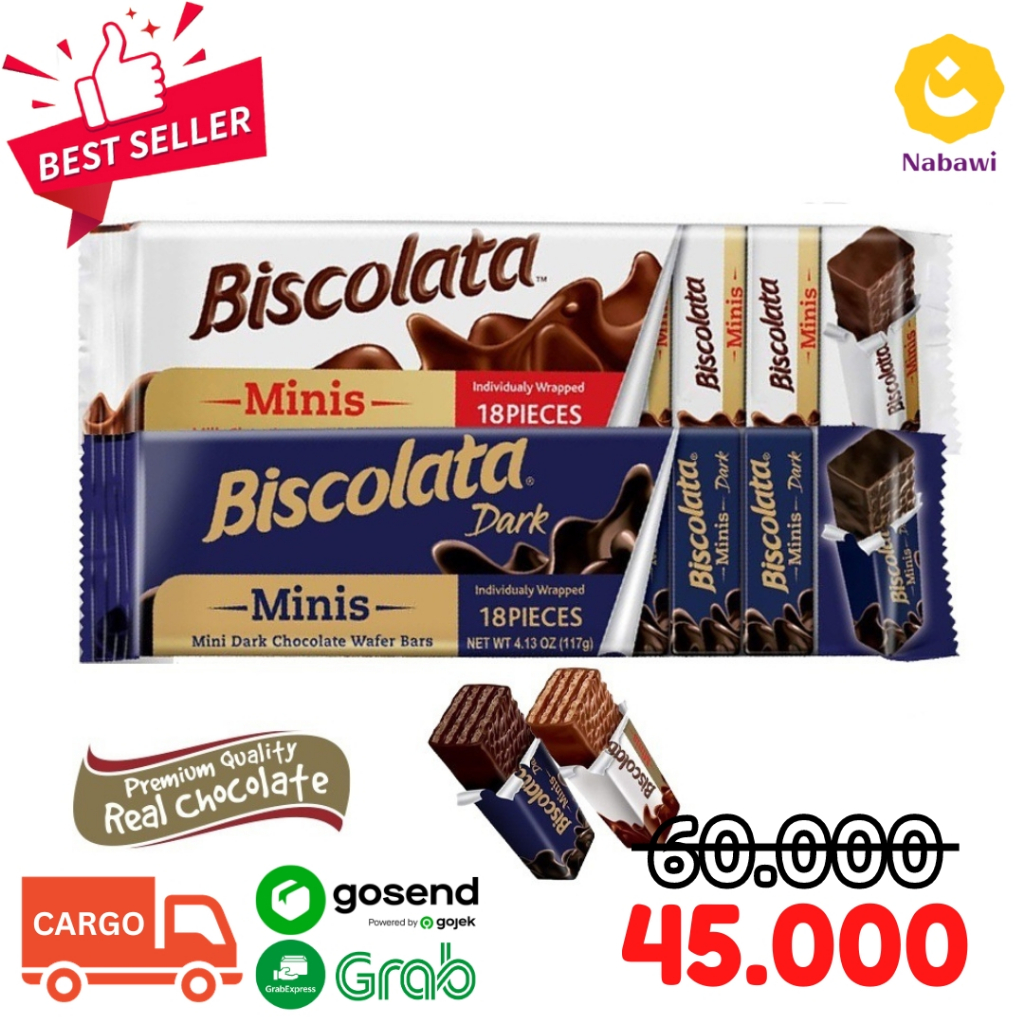 

Biscolata Minis Dark Chocolate Hazelnut 117 Gram 18 Pcs Wafer Salut Coklat Snack Import