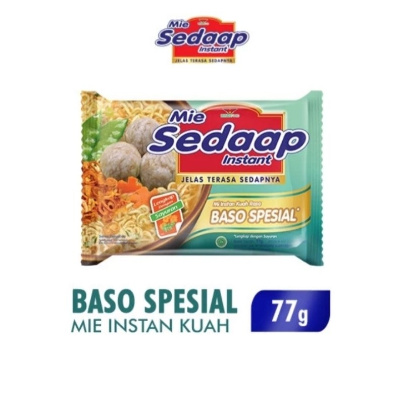 

Sedaap Mie Instan Kuah Rasa Baso Spesial Kemasan isi 77 gram