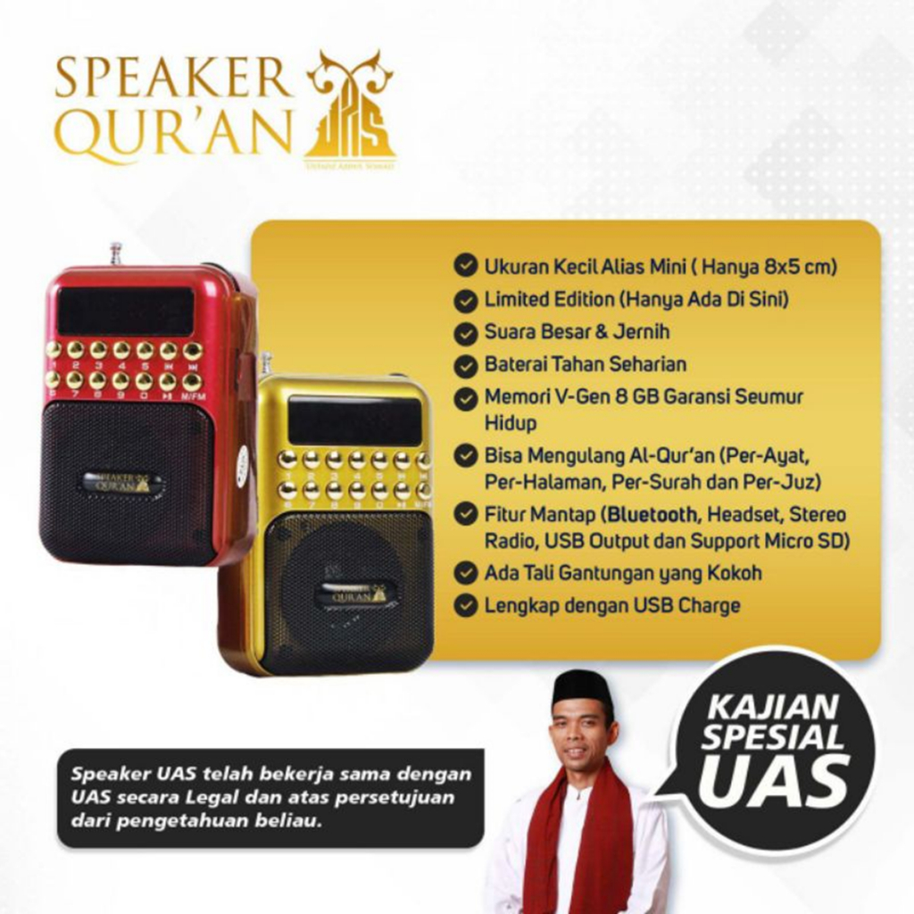 SPEAKER QURAN UAS Speker Al Quran Mini Murottal 30 Juz Lengkap ceramah kajian Khusus Ustad Abdus Som