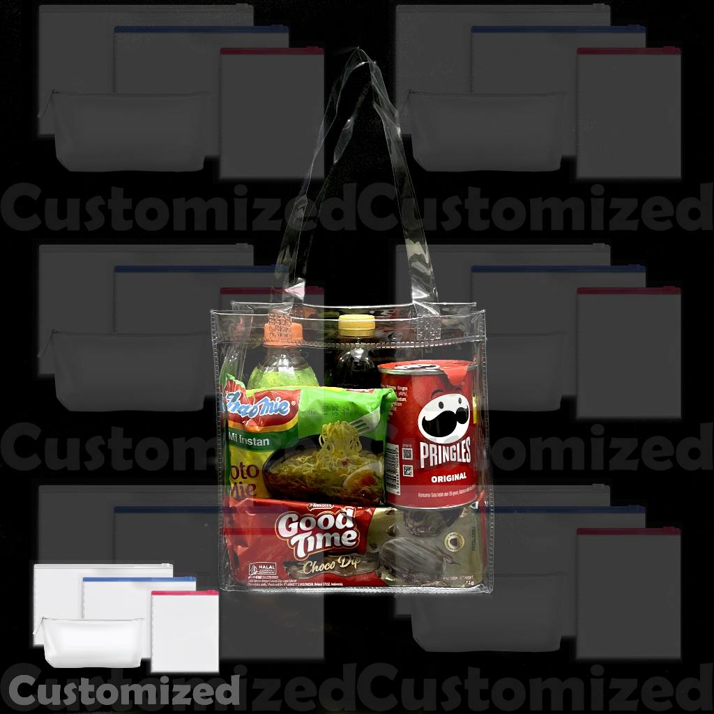 0.10 GROSIR DIATAS 100 PCS SIZE (S) Tas Mika PVC Polos Goodie bag hampers souvenir tebal super benin