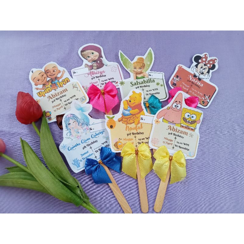 Undangan ulang tahun karakter / undangan stik / undangan unik