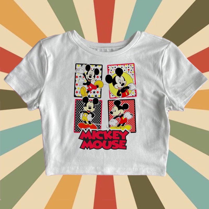 CROP TEE MICKEY MOUSE | CROP TOP WANITA MICKEY MOUSE | PAKAIAN VINTAGE WANITA