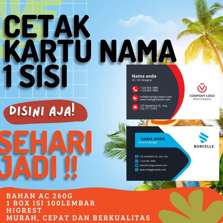

Seller CETAK KARTU NAMA 1 sisi 1box isi 1lembar