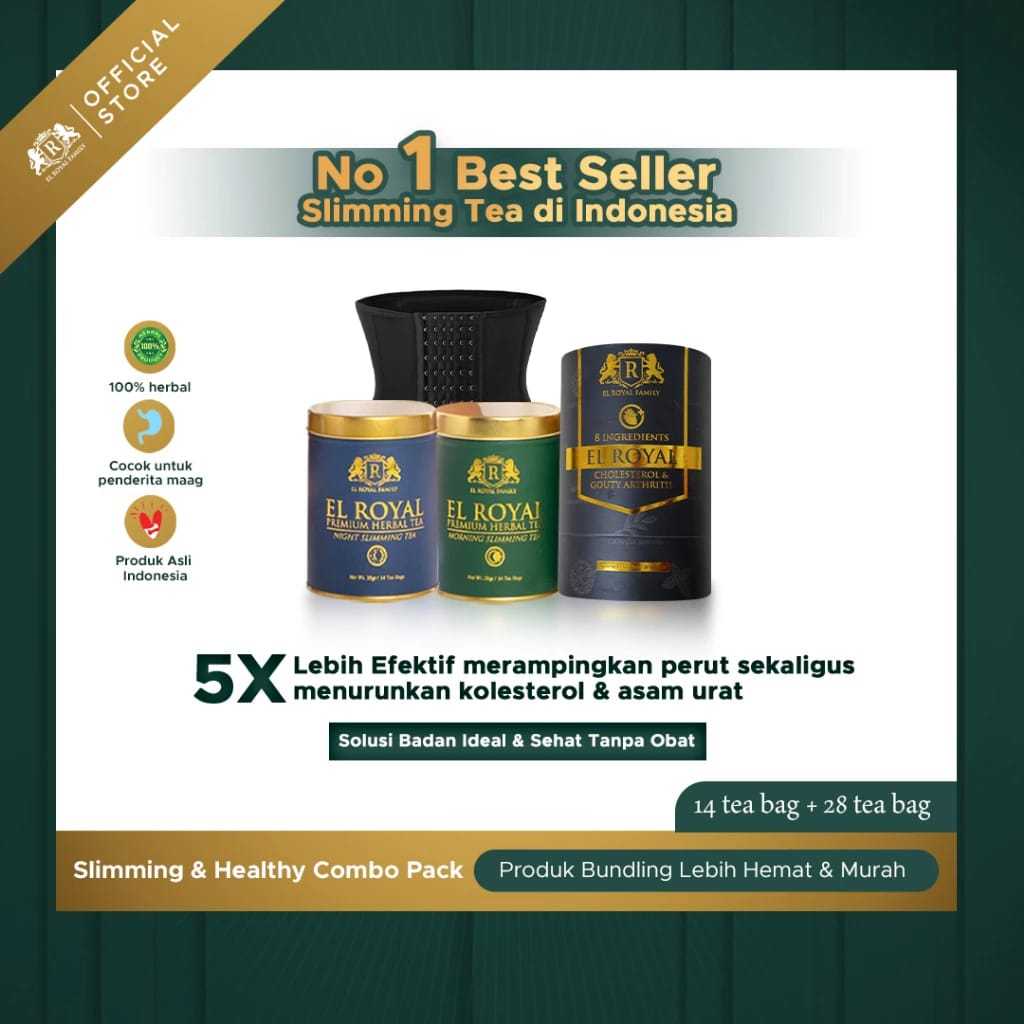 El Royal Premium Herbal Tea (1 Paket) + El Royal Cholesterol & Gouty Artritis + El Royal Corset (Spe