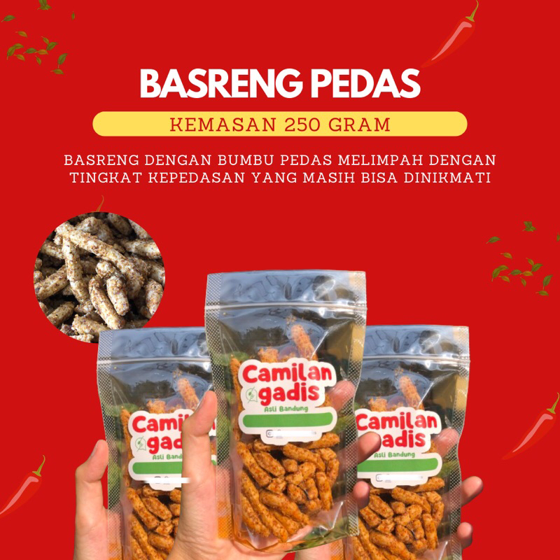 

[CAMILAN GADIS] 250 gr Basreng Pedas Nikmat Renyah Khas Bandung Termurah Terenak Oleh Oleh Khas bandung Bumbu Melimpah