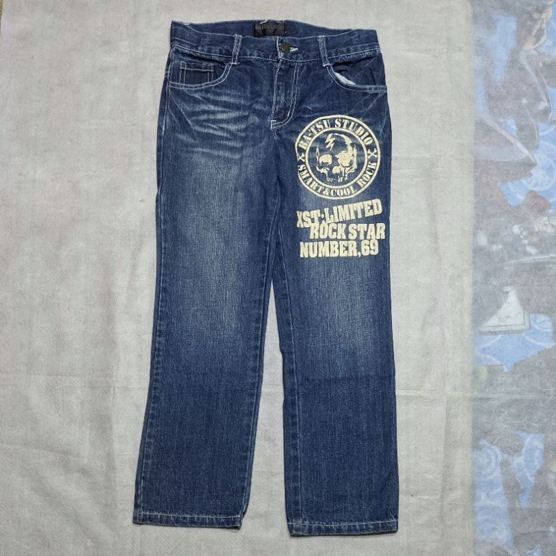 Celana Panjang Longpants Jeans Batsu Studio Blue Washed Fading Original Second Preloved