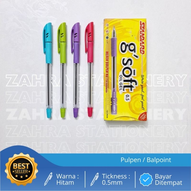 

Standard Pulpen / Ballpoint G'Soft Tinta Hitam Tip 0.5mm