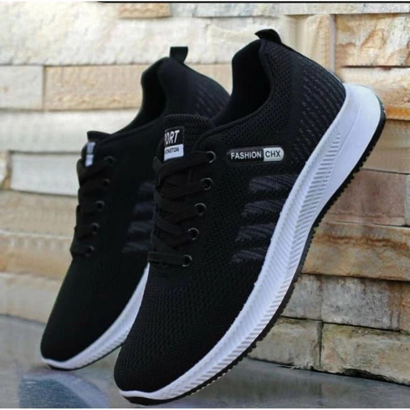 Sepatu Pria Sneakers Hitam Merah casual