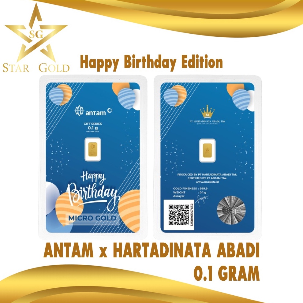 1212 Terlaris Star Gold Logam Mulia Micro Gold Antam Hartadinata 1 Gram Birthday Blue Series
